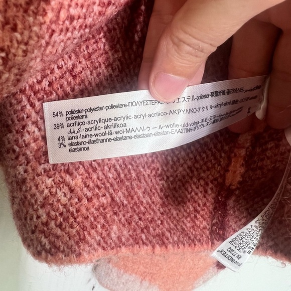 Zara - Pink Burgundy Jacquard Wave Mock Neck Long Sleeve Sweater Size Small - Picture 9 of 9